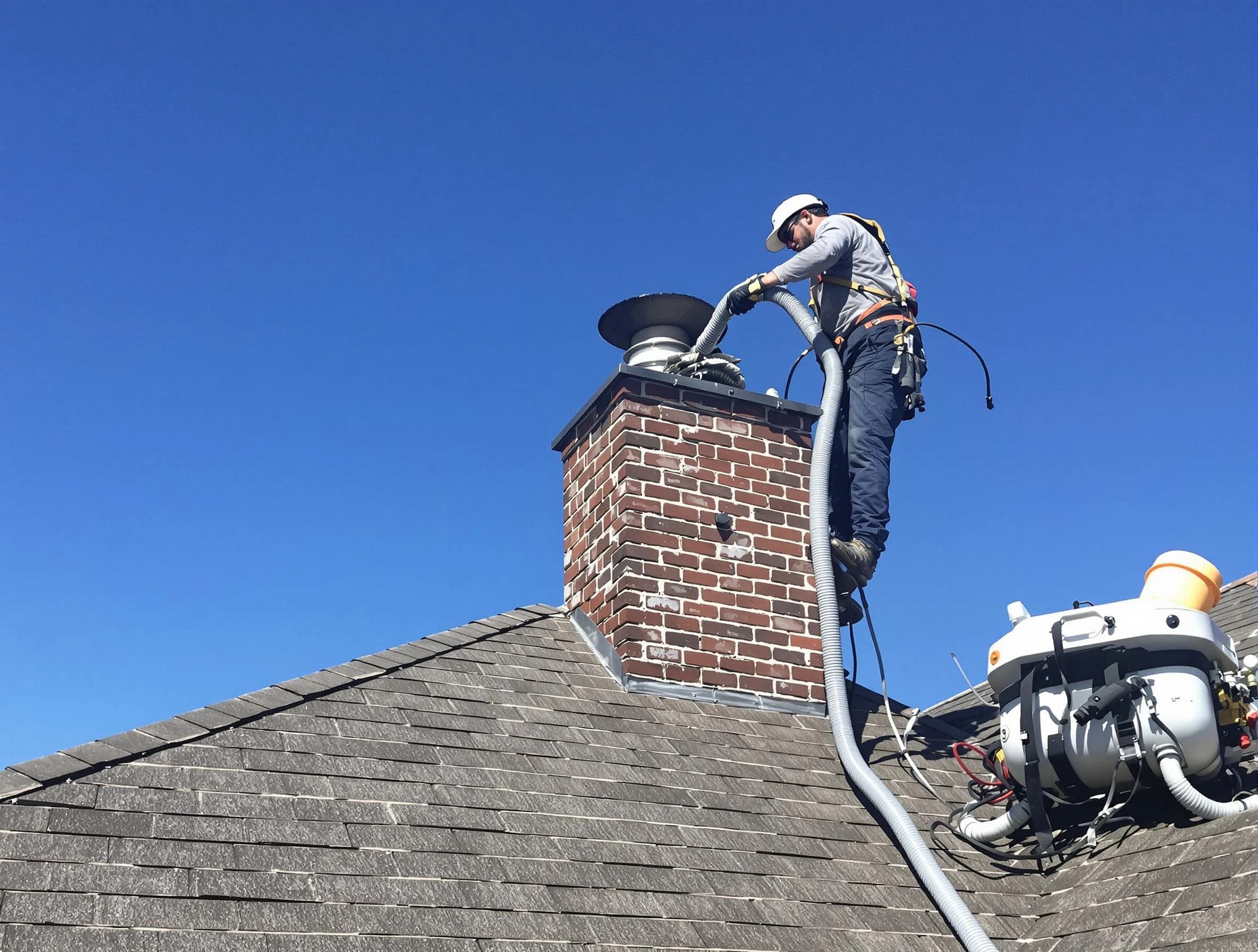 Dedicated Spring Valley Chimney Sweep team member cleaning a chimney in Spring Valley, NY