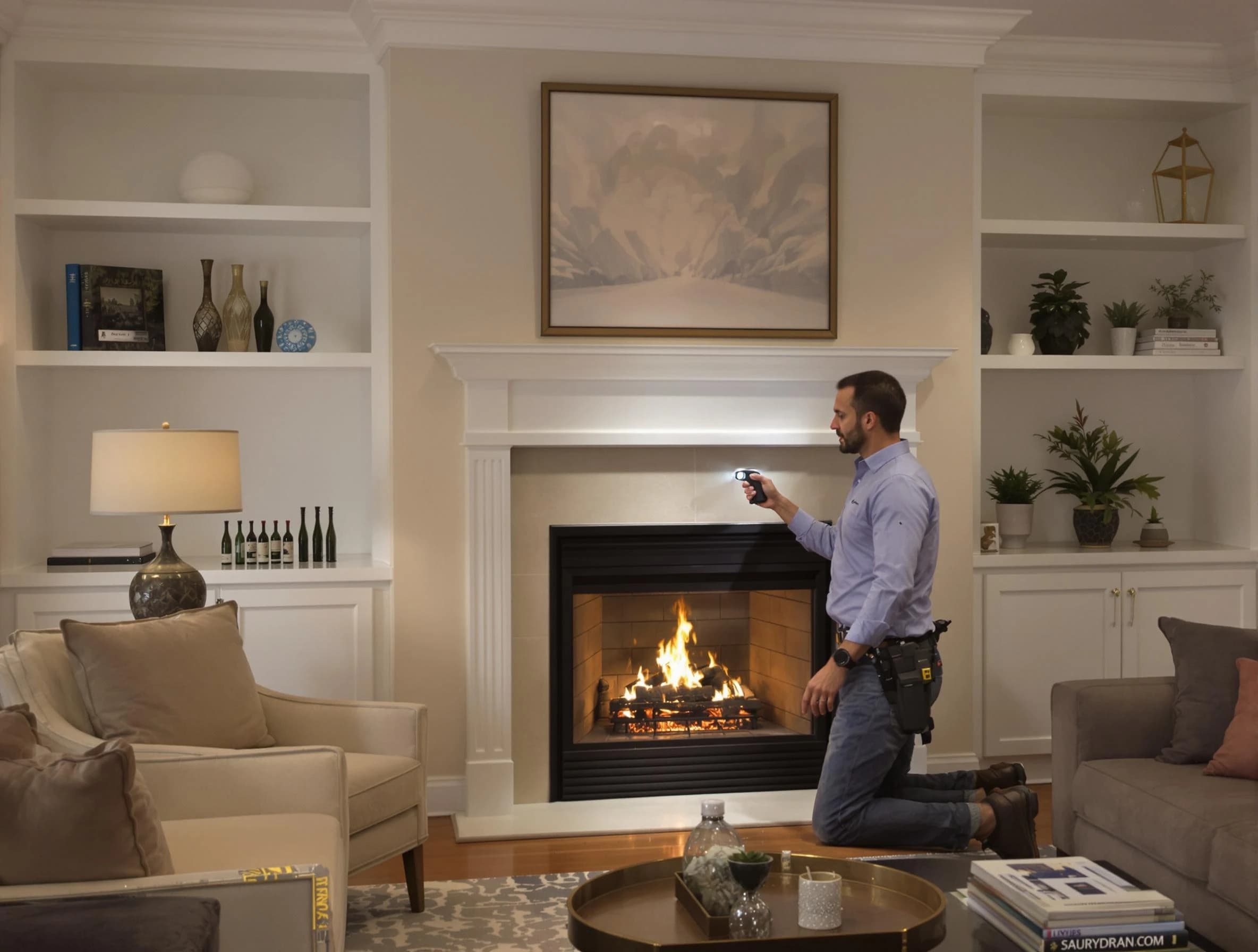 Spring Valley Chimney Sweep conducting a fireplace safety inspection in Spring Valley, NY