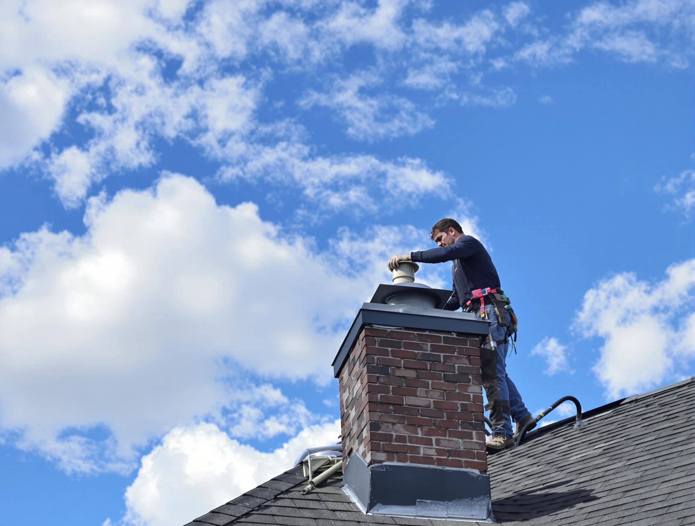 Spring Valley Chimney Sweep installing a sturdy chimney cap in Spring Valley, NY