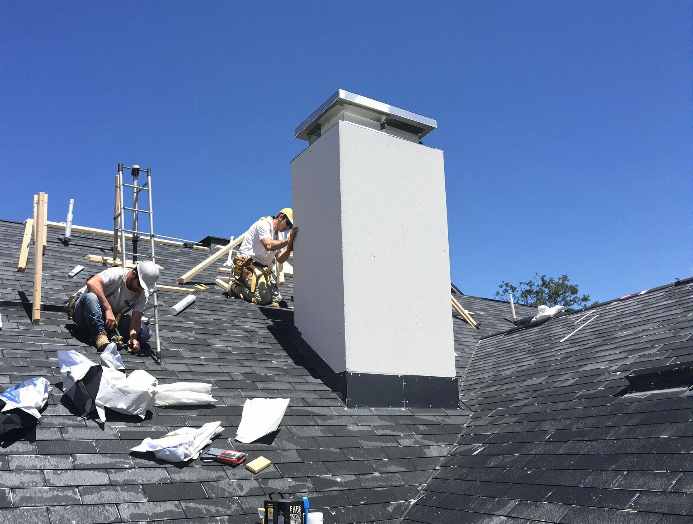 Spring Valley Chimney Sweep crew installing a new chimney in Spring Valley, NY