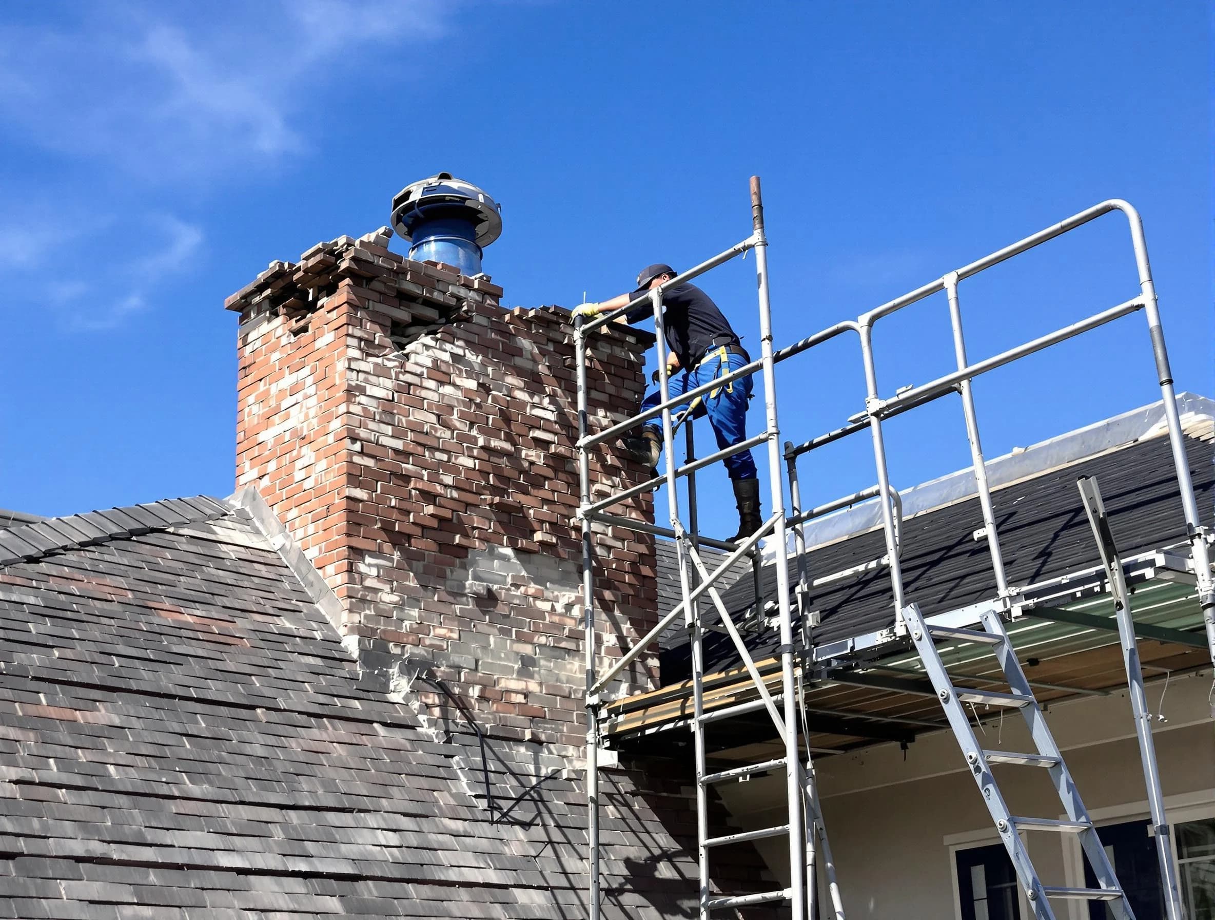 Rebuilding a chimney structure by Spring Valley Chimney Sweep in Spring Valley, NY