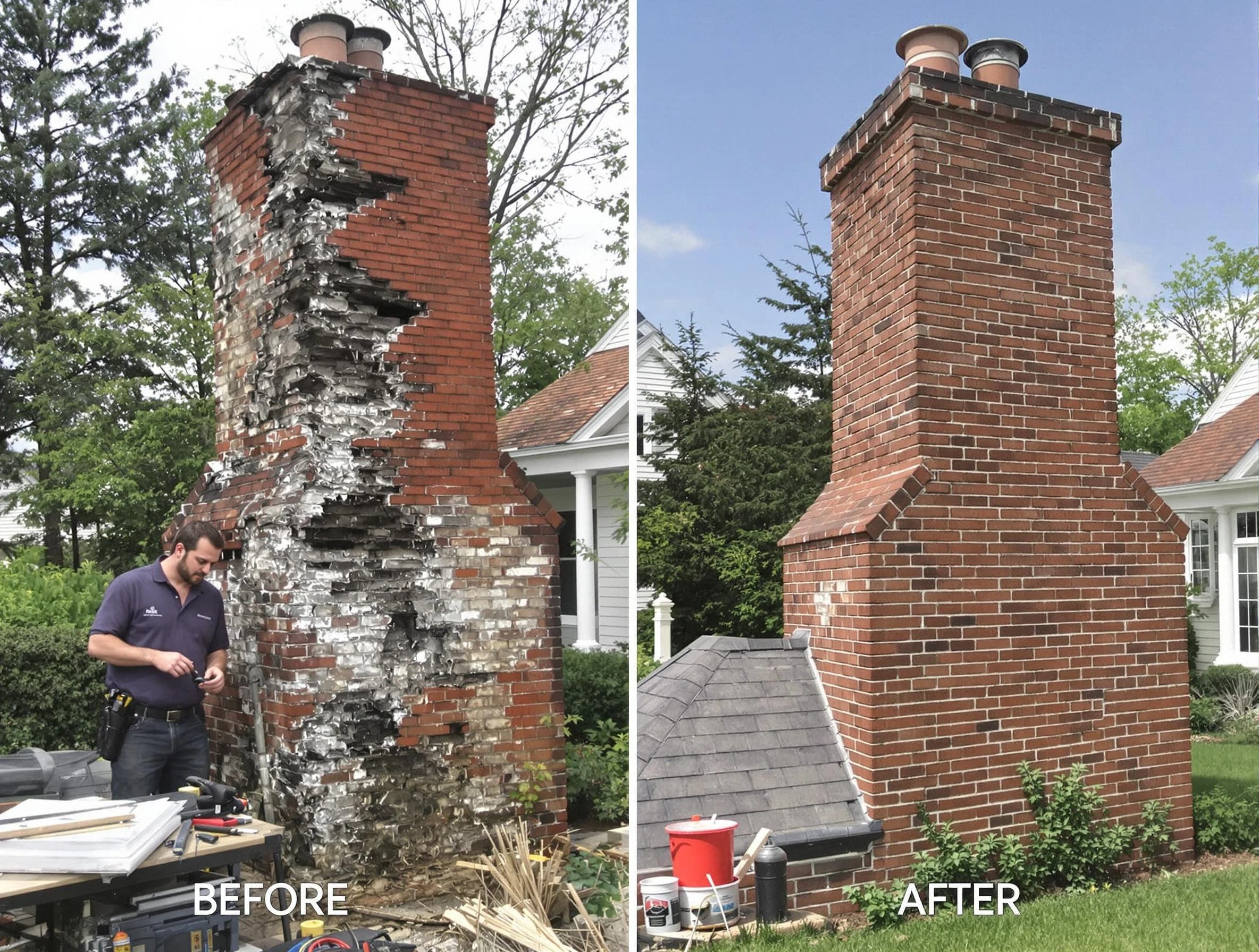 Spring Valley Chimney Sweep performing a full chimney restoration in Spring Valley, NY