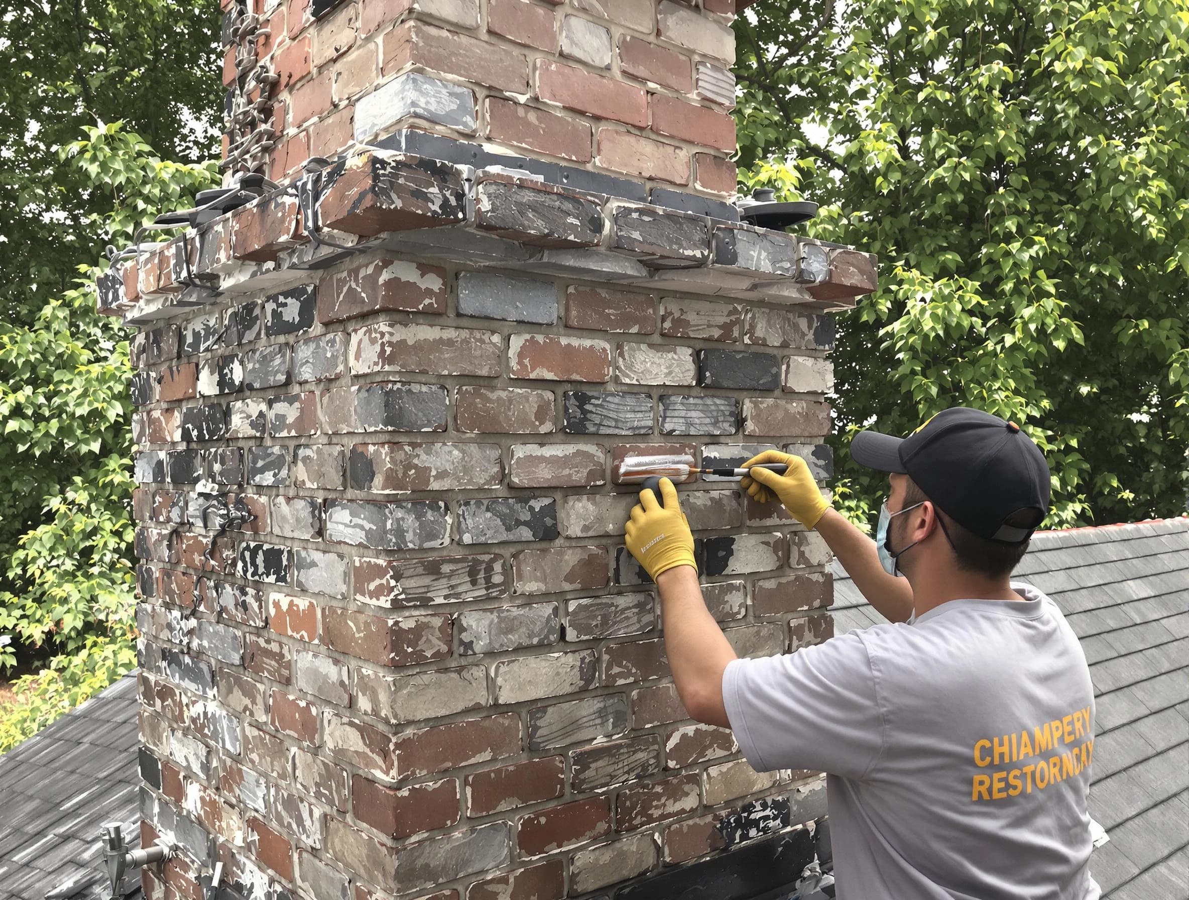 In-progress chimney restoration by Spring Valley Chimney Sweep in Spring Valley, NY