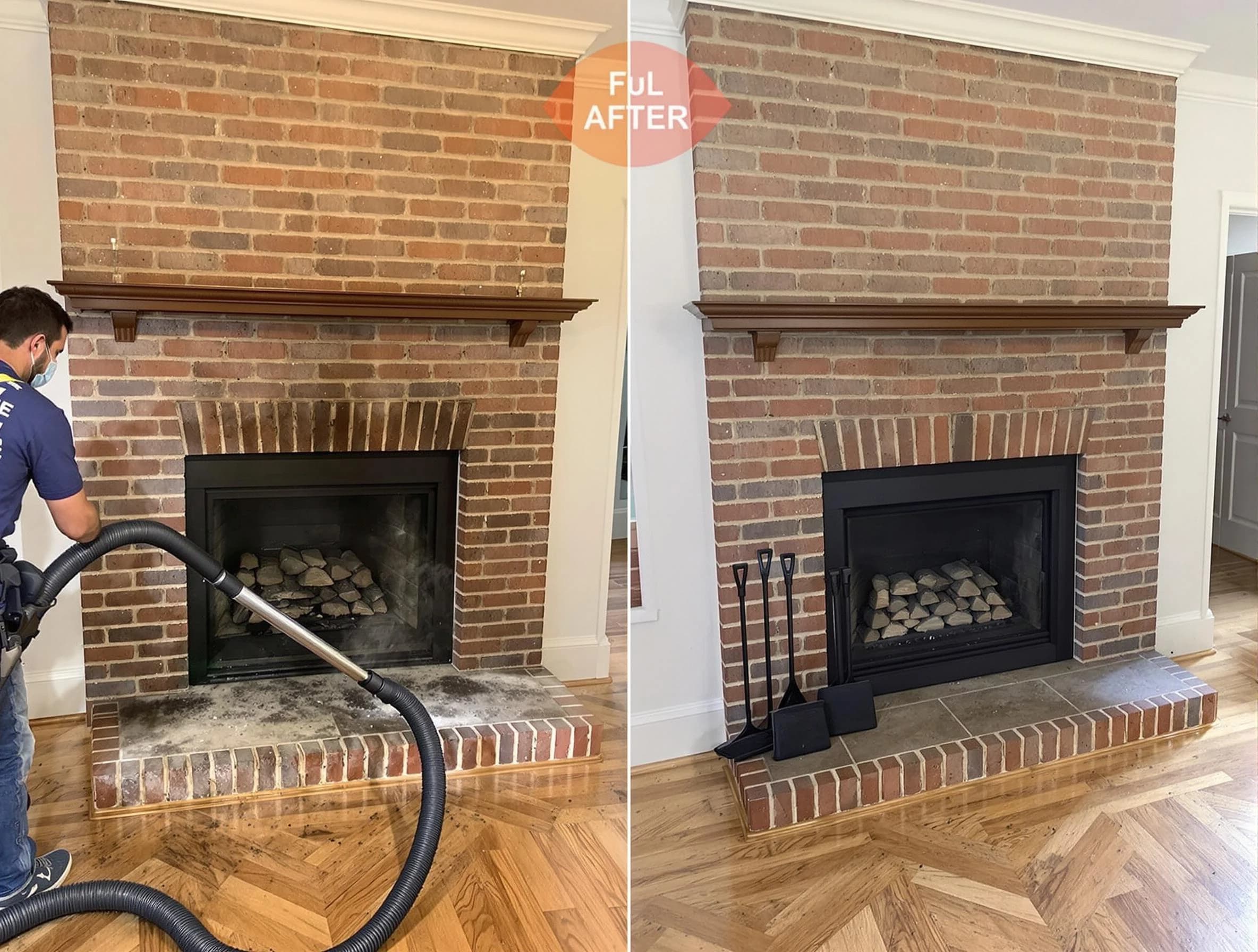 Spring Valley Chimney Sweep carefully sanitizing a fireplace in Spring Valley, NY