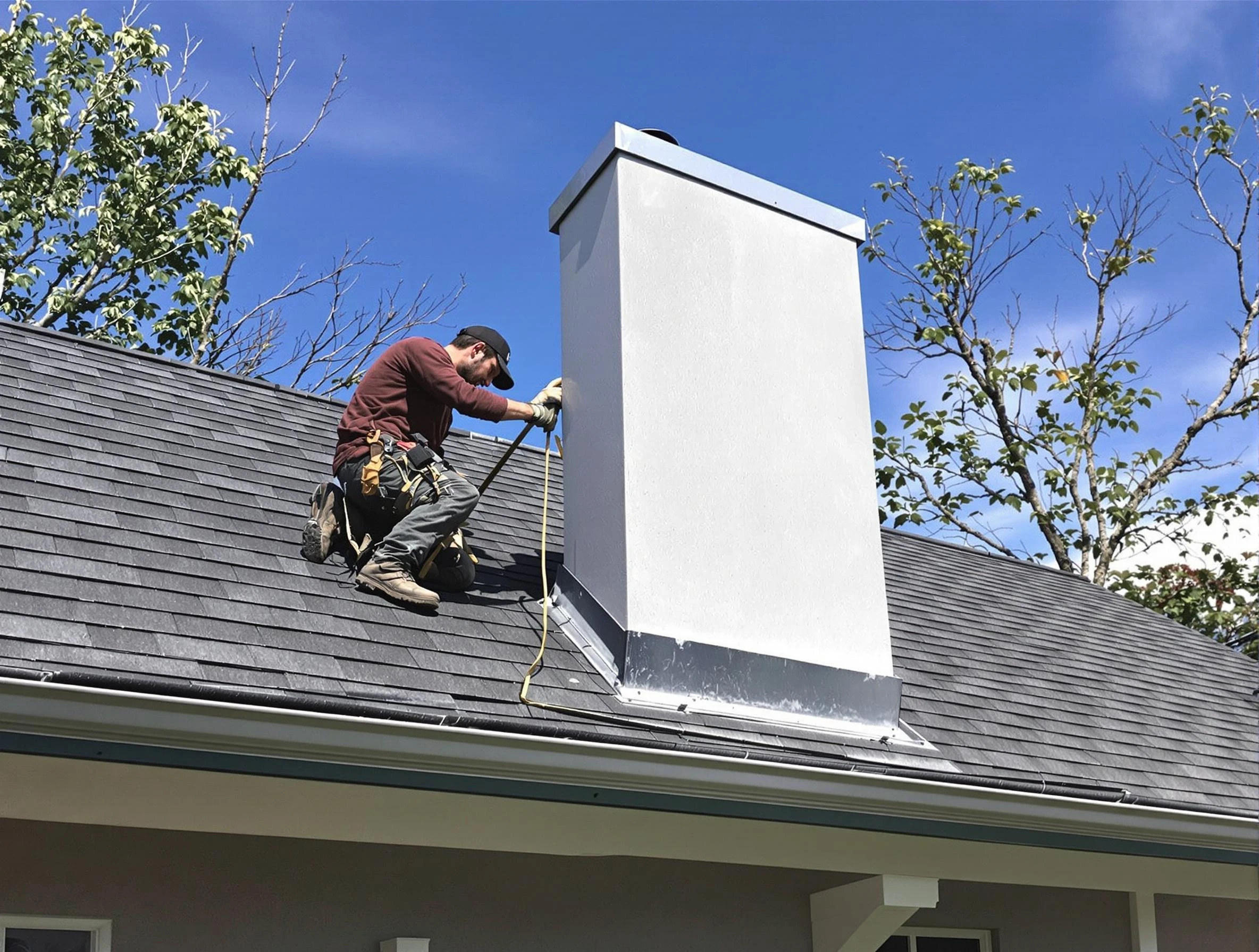 Spring Valley Chimney Sweep team member finishing chimney construction in Spring Valley, NY