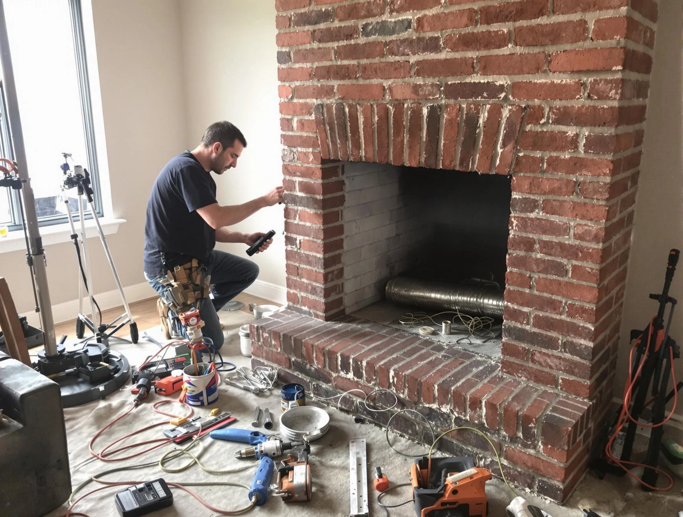 Spring Valley Chimney Sweep specialist finalizing chimney liner service in Spring Valley, NY